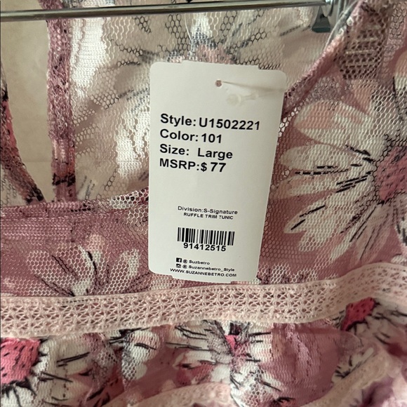 Suzanne Betro Mauve Floral Lace Blouse NWT - Picture 3 of 5